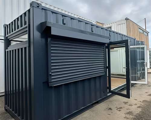 20ft Custom Shipping Container Conversion — Built to Order, Anthracite Grey, French Doors & Roller Shutter (New)
