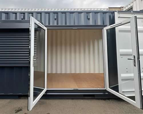 20ft Custom Shipping Container Conversion — Built to Order, Anthracite Grey, French Doors & Roller Shutter (New)