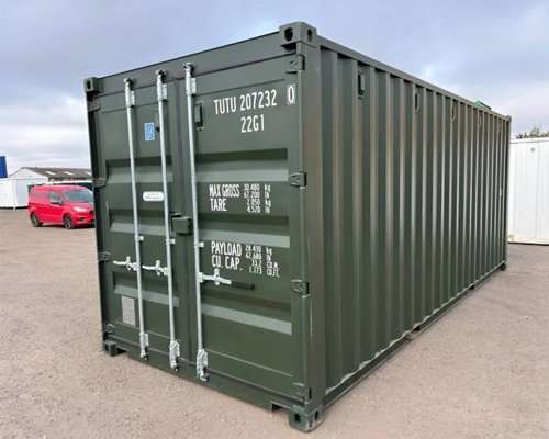 20ft One-Trip Shipping Container — Dark Green, Lockbox, 4 Colour Options (New)
