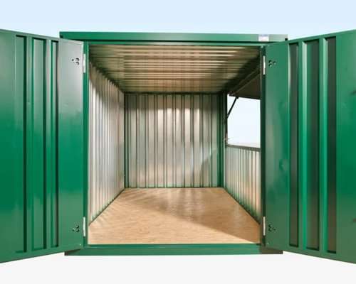 4m Flat Pack Kiosk — Serving Hatch, Galvanised, Cobalt Blue / Bottle Green / Slate Grey (New)