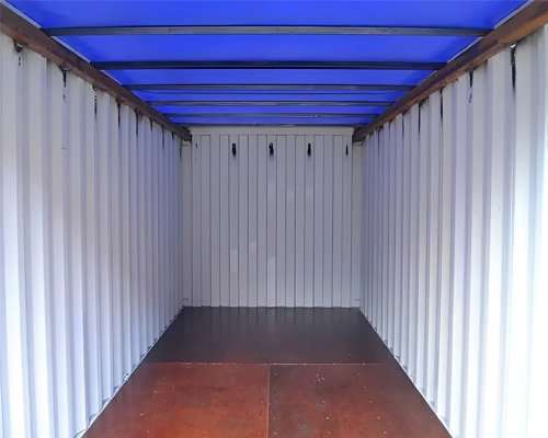 20ft One-Trip Open Top Shipping Container — Tarpaulin Cover, Removable Door Header (New)